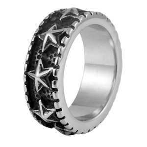 yunnique Men's <b>Titanium</b> Steel Star <b>Ring</b> Five Pointed Star Geometric Design Retro Punk Style Jewelry Gift Fashion <b>Rings</b> - Product Image 5