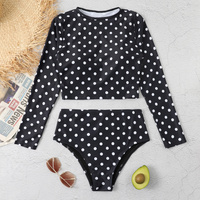Fabricant personnalisé Eco de haute qualité Sexy Dot Print One Piece Beachwear Long Sleeve Surfing Board Swimsuit Women Swimwear Bikini