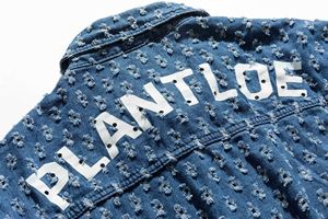 Hip Hop Azul Desgastado Bordado Personalizado Imprimir Jeans Venta al por mayor Negro Chaqueta de mezclilla Hombres - Product Image 6