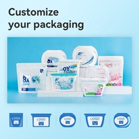 Lessive en capsules 3-en-1 écologique jetable pour nettoyage en profondeur, anti-bactérienne, parfum fruité, adoucissante et détachante, vente en gros