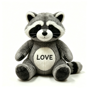 Fourrure pelucheuse grise moyenne, douce et moelleuse, patte grise foncée, petits yeux ronds noirs, nez boutonné noir et fines moustaches blanches. - Product Image 4