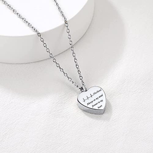 Collana con Ciondolo a Forma di Ali, Souvenir in Acciaio Inossidabile Placcato Argento, Pendente a Cuore Commemorativo: Il <span class=keywords><strong>Mio</strong></span> <span class=keywords><strong>Marito</strong></span> Sarà Sempre nel <span class=keywords><strong>Mio</strong></span> Cuore per Sempre - Product Image 4