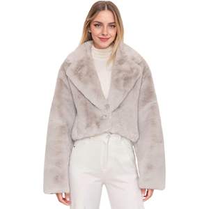 Chaqueta Corta Elegante de Piel Sintética para Mujer con Solapa de Muesca y Cierre de un Solo Botón, Abrigo Cálido y Acogedor para Invierno, Ideal para Oficina o Uso Casual - Product Image 1