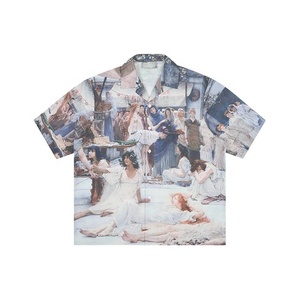 Custom Button Down <strong>Shirts</strong> <strong>Men</strong> All Over Print Aesthetic <strong>White</strong> Cotton Graphic Mock-up <strong>Short</strong> <strong>Sleeve</strong> Casual Plus Size - Product Image 6