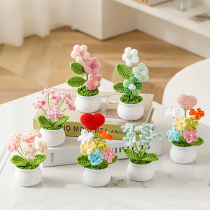 Wholesale <b>Wool</b> Knitted Small Potted Cute Home Ornament Handmade Flower Pot Crochet - Product Image 2
