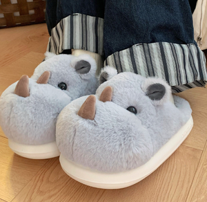 Vente en gros de nouvelles pantoufles en coton mignon rhinocéros tridimensionnel en peluche chaud maison coton chaussures cadeaux - Product Image 2