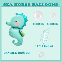 Ballons en aluminium mignons en forme de hippocampe avec ballon bulle d'algues, thème sous-marin pour la décoration de fête d'anniversaire d'enfants sur le thème de l'océan et des sirènes