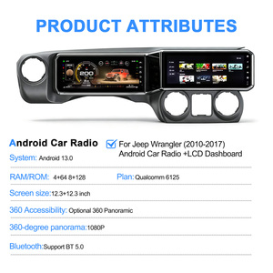 Navihua - Mise à niveau de l'écran double - Tableau de bord numérique pour voiture - Compteur automatique - Écran LCD - Avec autoradio Android pour Jeep Wrangler JK 2010-2017 - Product Image 5