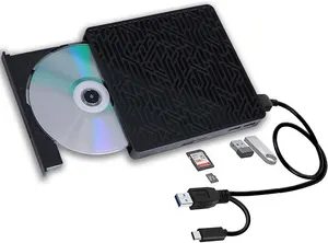[GIET]5 In 1 Portable Ultra Slim External USB 3.0 DVD RW DVD-RW CD-RW CD Writer Drive Burner Reader Player For Laptop PC