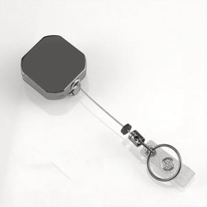 Heavy Duty Retractable Badge Holder Reel <b>Square</b> Metal ID Badge Holder with Belt Clip Camping <b>Key</b> Ring for Name Card Keychain - Product Image 5