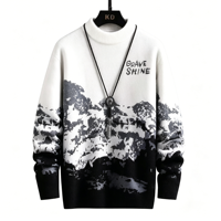 Cardigan en tricot doux et chaud à col rond pour homme, de haute qualité, mode hiver, ample et décontracté, à manches longues, avec détails boutonnés