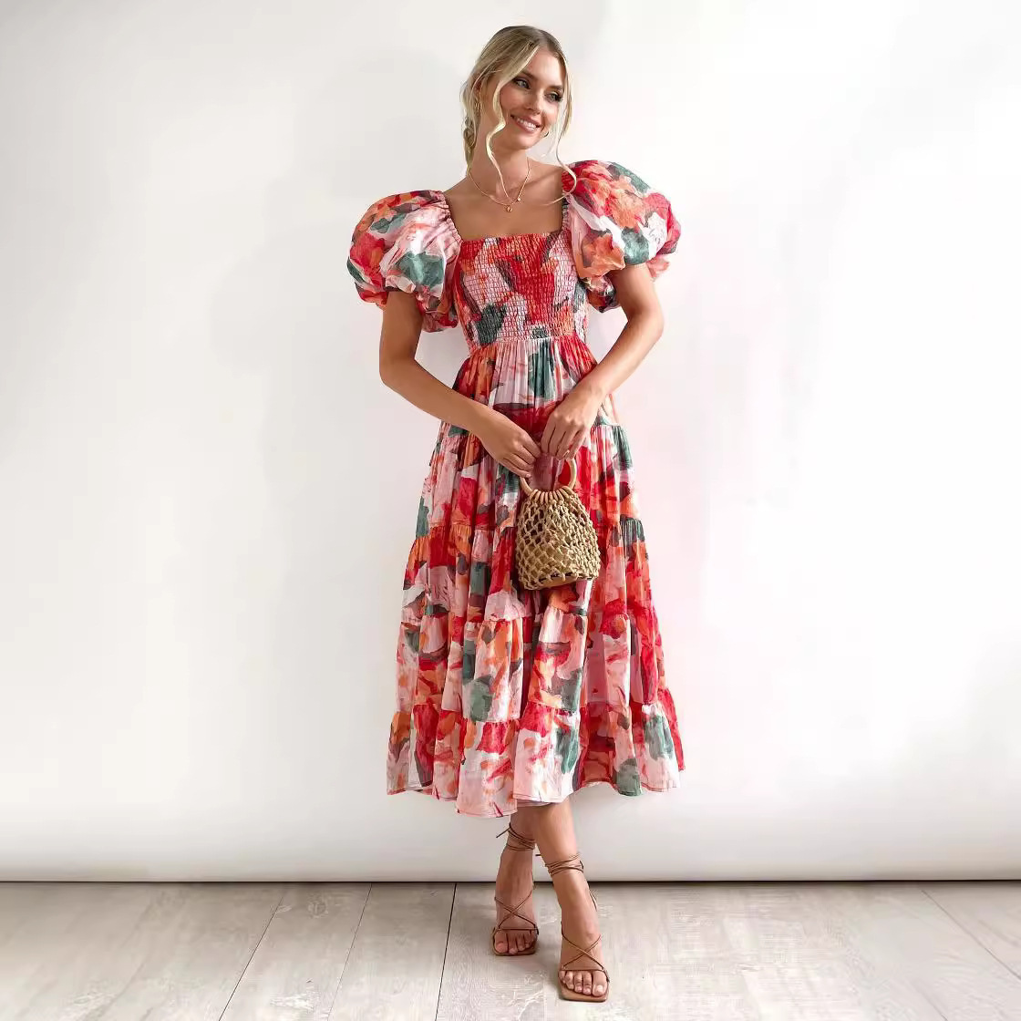 off the shoulder lantern sleeve dress HZ.BEHAVE Dresses for Women Missord Off Shoulder Lantern Sleeve Frill Trim  Cut Out Maxi Dress (Color : Baby Blue, Size : M) : Buy Online at Best Price  in KSA