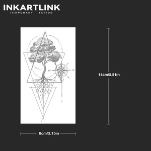 สติกเกอร์ลาย<span class=keywords><strong>สัก</strong></span>ต้นไม้แห่งชีวิต INKARTLINK ลายเข็มทิศและลูกศร ศิลปะธรรมชาติ แนววิญญาณ สมุนไพร ติดทนนาน 15 วัน จำหน่ายแบบยกแพ็ค - Product Image 3