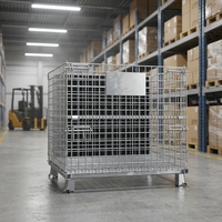 Cage de rangement pliable et empilable en treillis métallique robuste avec revêtement en poudre pour garage
