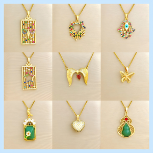 Colliers pendentifs en acier inoxydable et cuivre Jeutelis pour femmes - 45 styles tendance, vente en gros mixte en stock - Product Image 5