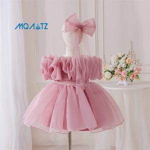 Vestido <span class=keywords><strong>de</strong></span> Fiesta con Falda Abombada y Flores <span class=keywords><strong>de</strong></span> Gasa con Cuentas <span class=keywords><strong>para</strong></span> Niña, Modelo Princesa, MQATZ L3095XZ - Product Image 1