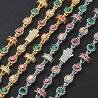 Collier tennis Ulsun en laiton multicolore avec zircons, formes variées, chaîne à maillons incrustés, bijoux unisexes tendance hip-hop