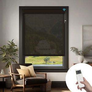 SAMADHI Motorized Roller <b>Shades</b> Custom Size Upgraded Smart Blinds with Valance Automatic <b>Shades</b> Electric <b>Window</b> Blinds - Product Image 1