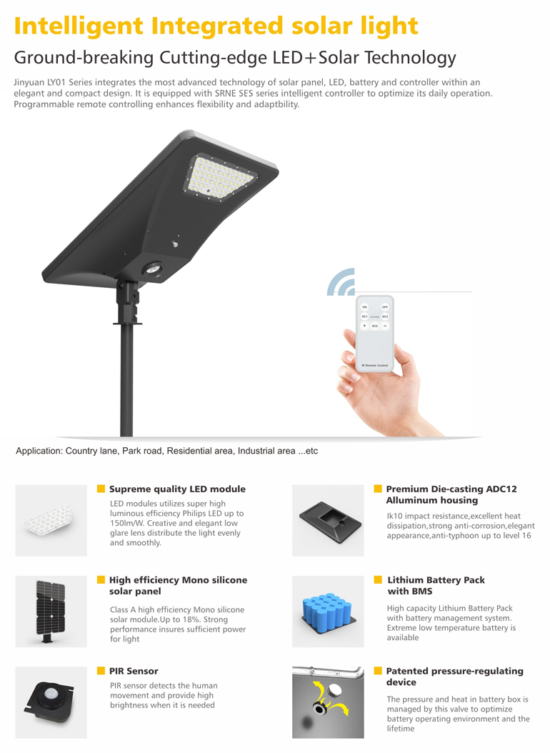Carretera iluminación 15W 30W farola integrado panel de la luz de calle solar led