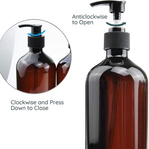 Bouteilles vides en PET de 300 ml et 500 ml pour shampoing, après-shampoing et lotion, ambre, vert, blanc, avec pompe pulvérisatrice et impression sérigraphique - Product Image 3