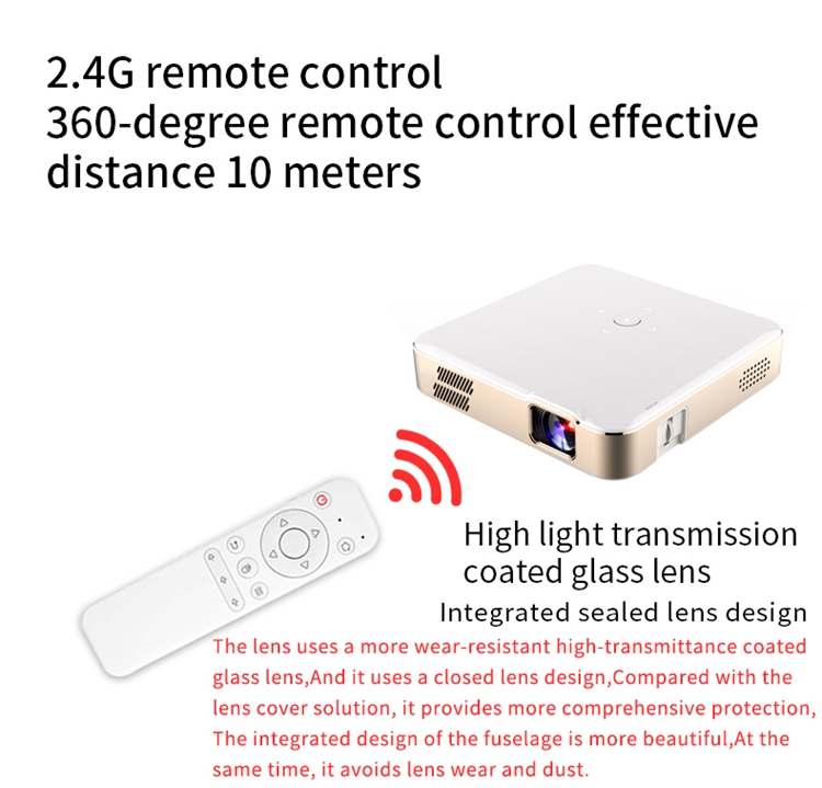 Best Portable HD Mini Projector 1280*720P Wireless DLP Short Throw Home Projector 4K with Integrated Speakers
