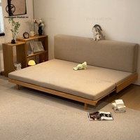Sofá Cama Moderno Minimalista de Madera Maciza, Extensible, con Función de Cama para Invitados, Personalizable