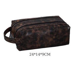 Borsa da Viaggio per Cosmetici <span class=keywords><strong>in</strong></span> <span class=keywords><strong>Pelle</strong></span> PU di Grande Capacità per <span class=keywords><strong>Uomo</strong></span>, Organizer Portatile per Articoli da Toeletta con Chiusura a Cerniera - Product Image 4