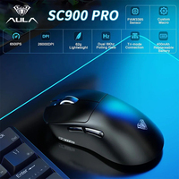 Souris de jeu sans fil AULA SC900 MAX, tri-mode, 8K PAW3395/3950, 400 mAh, rétroéclairage RVB, design ergonomique, légère