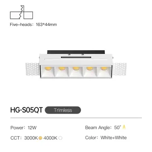 XRZLux LED 직사각형 Recessed 알루미늄 스포트 라이트 5/10 헤드 Recessed 선형 조명 AC110-220V Led 천장 램프 실내 조명