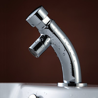 Robinet de lavabo de qualité supérieure en laiton chromé, monocommande, à fermeture automatique, économiseur d'eau