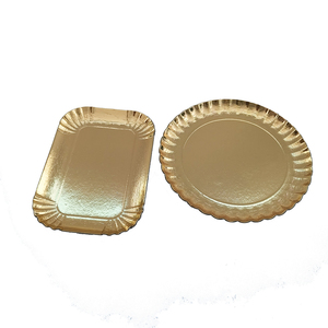 Vente en gros d'usine, assiettes en papier jetables de 1,5 mm d'épaisseur, 28 cm, dorées, pour la décoration de gâteaux de fête d'anniversaire - Product Image 6