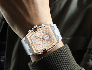 Reloj de Moda REWARD RD832261M en Oferta, Reloj de Pulsera para Hombre, Cuadrado, de Aleación, de Cuarzo, Resistente al Agua, con Calendario y Correa de Goma - Product Image 2