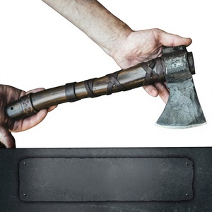 ขวานเหล็กดามัสกัส ด้ามไม้สัก ยี่ห้อ Steel Craft International Tomahawks คุณภาพสูง เกรดอุตสาหกรรม สำหรับตั้งแคมป์ ล่าสัตว์ ขวานเหล็กคาร์บอน - Product Image 3