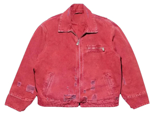 Chaqueta de trabajo estilo Detroit desgastada, de lona lavada, con dobladillo deshilachado vintage, para ropa de calle, con logo personalizado OEM, de pana. - Product Image 1