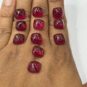 พลอยรูบี้แก้วสีแดงสดสวยงาม ราคาประหยัด แบบคาโบชอง ขายส่ง พลอยรูบี้แก้วแบบเติม ปรับขนาดได้ - Product Image 3