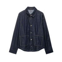 Nouvelle collection Printemps 2027 – Ensemble deux pièces en jean pour femme : veste chemise et short, col à revers, simple boutonnage, poches plaquées, indigo