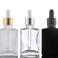 Flacons compte-gouttes en verre rectangulaires noirs 15ml 30ml 100ml pour huiles essentielles et parfums, imprimés sur carton