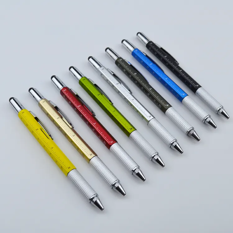 Factory New Round Multi Function Metal Design School Ballpoint Pen With Ruler