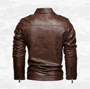 Giacca da <span class=keywords><strong>Moto</strong></span> Personalizzata Invernale da <span class=keywords><strong>Uomo</strong></span>, Slim Fit, in PU, con Cerniera Frontale, Casual, Impermeabile e Antivento - Product Image 2