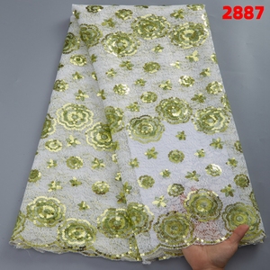 Dentelle africaine à sequins pour mariage, tissu en soie <span class=keywords><strong>de</strong></span> lait française, tulle <span class=keywords><strong>de</strong></span> haute qualité 2022, dentelles en maille pour robe <span class=keywords><strong>de</strong></span> mariée nigériane pour femme 2887 - Product Image 2