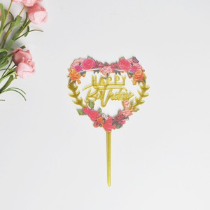 Squisitamente realizzato <span class=keywords><strong>bella</strong></span> stampa floreale <span class=keywords><strong>buon</strong></span> <span class=keywords><strong>compleanno</strong></span> torta Topper decorazione per il matrimonio e <span class=keywords><strong>buon</strong></span> <span class=keywords><strong>compleanno</strong></span> - Product Image 5