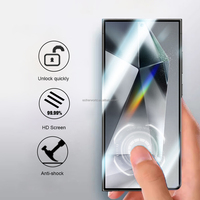 Protection d'écran en verre trempé 2.5D 9H ultra-fin 0,18 mm avec déverrouillage par empreinte digitale pour téléphone portable S25 Ultra S24 S23