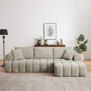 Sofá Seccional en Forma de L, Sofá Modular de 4 Plazas Tapizado en Chenille, Estilo Nube sin Estructura, <span class=keywords><strong>para</strong></span> Sala de Estar - Product Image 1