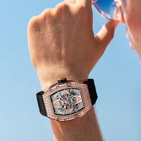 Montre-bracelet mécanique HANBORO entièrement automatique pour homme, boîtier carré en acier inoxydable, étanche, aiguilles lumineuses, bracelet en caoutchouc