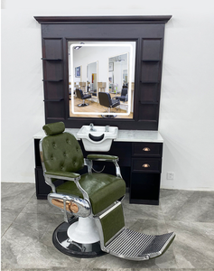 Estación de Barbería Individual LE al por Mayor, Espejo Marrón Especial, Muebles de Salón de Buena Calidad, Lavabo de Cerámica Blanco, Directo de Fábrica - Product Image 6