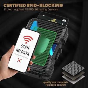 2025 RFID fibre de carbone mince à trois volets en cuir PU <span class=keywords><strong>porte</strong></span>-cartes hommes Smart noir portefeuille Apple pour AirTag pour <span class=keywords><strong>porte</strong></span>-monnaie de <span class=keywords><strong>carte</strong></span> de crédit - Product Image 5