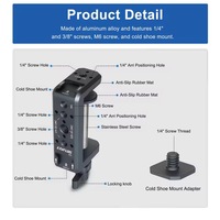 Support de bureau en aluminium de haute qualité pour la photographie, pince en C avec trous de 1/4'' et 3/8'' pour studio photo, vidéo, appareil photo reflex numérique