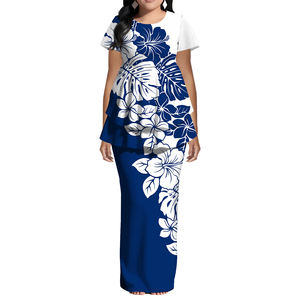 新着レディース半袖カジュアルロングドレスOネックドレスカスタムSamoan Puletasiドレスハワイアンスタイルフリルドレス<span class=keywords><strong>2</strong></span>個入り - Product Image 4