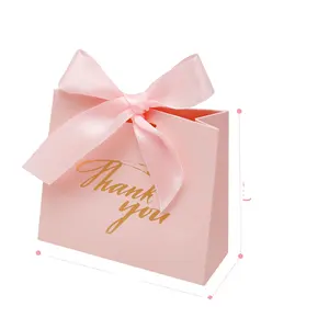 Custom Logo Thank You Gift Bags Boxes Party Favor Small Bags Treat Boxes with bowtie