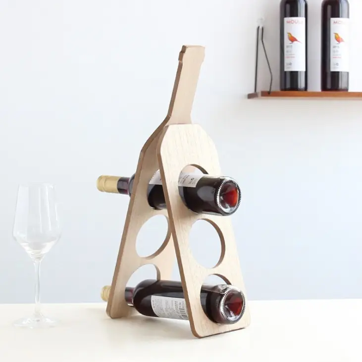 Vendita calda cornice per vino in legno massello con occhiali semplice colore del legno per Display da tavolo-vasche per bevande e secchielli per ghiaccio
